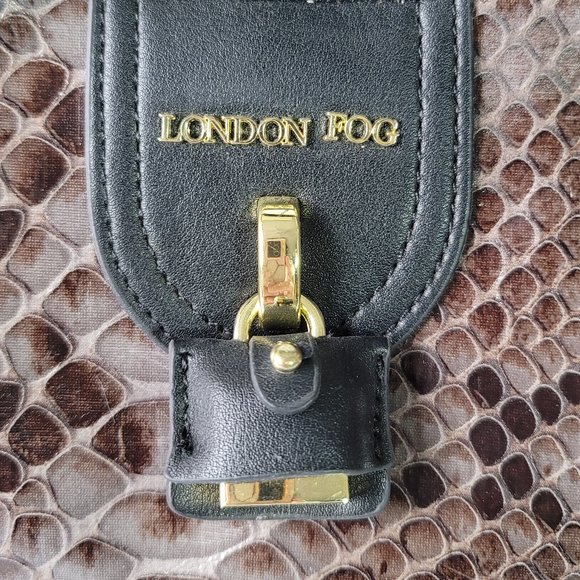 NWT London Fog Brown & Black Snakeskin-Embossed Lilah Hobo - Picture 6 of 11